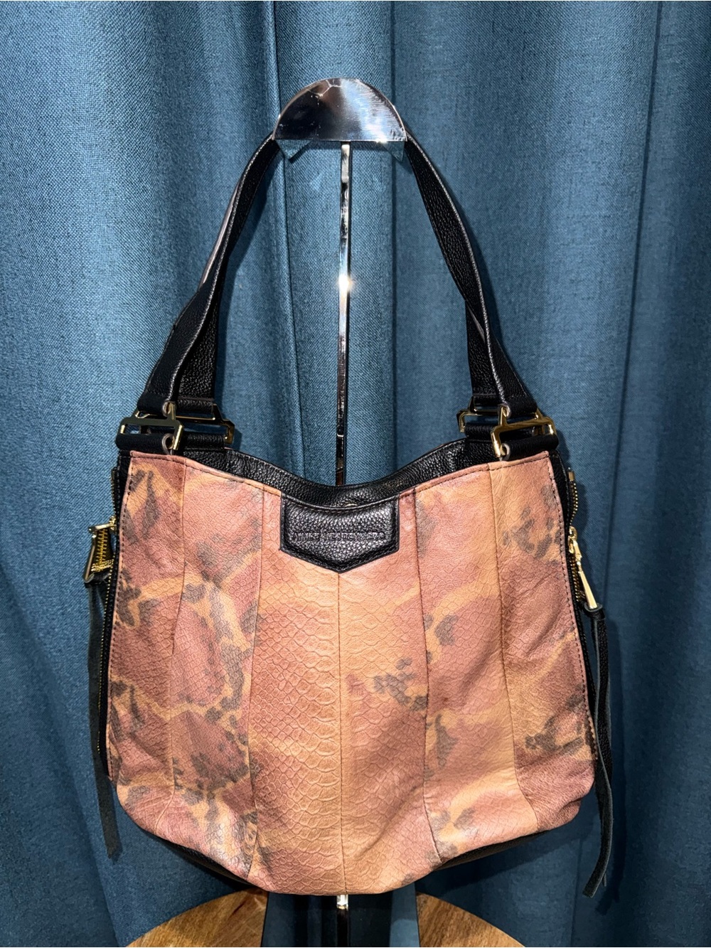 Aimee Kestenberg Pink & Black Textured Shoulder Bag